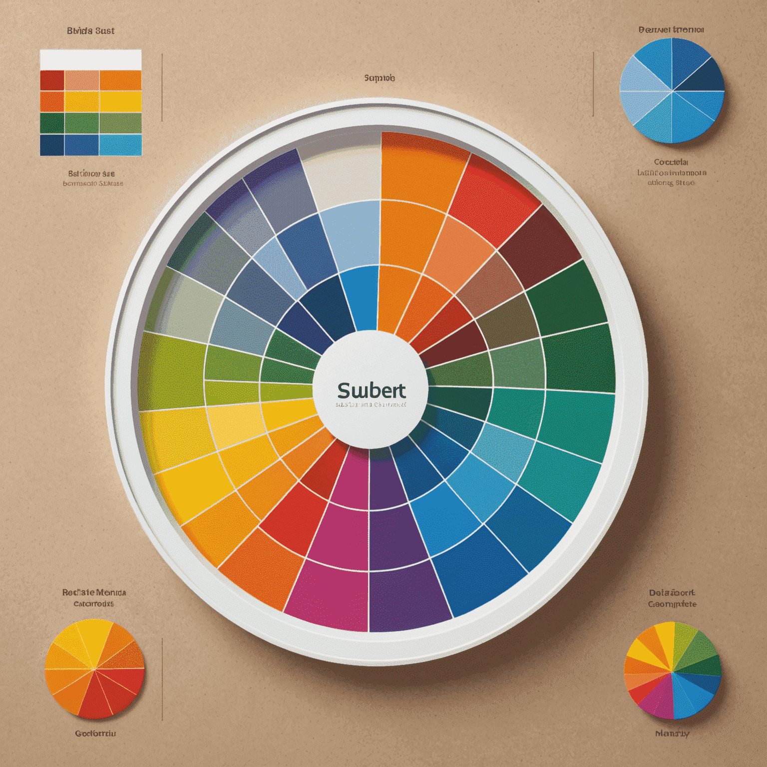 Imagen que muestra una rueda de color y muestras de diferentes esquemas de color utilizados en diseño web